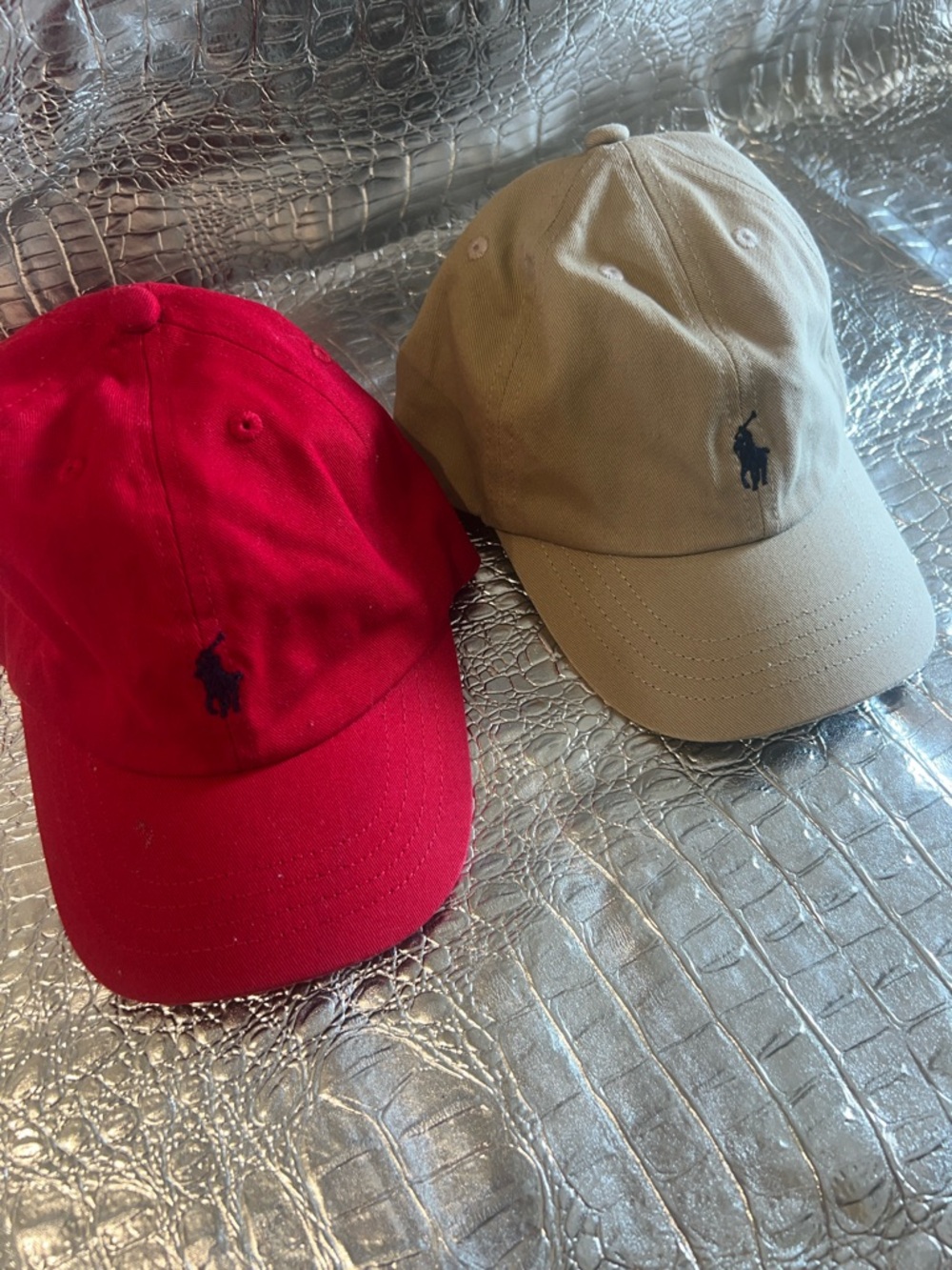 Polo by Ralph Lauren Red & Khaki Logo Baseball Caps